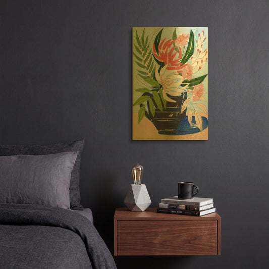 'Spring Florals 6' By Marisa Anon Gold Metal Wall Art
