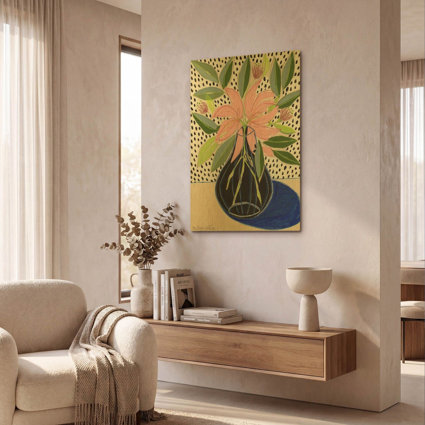 'Spring Florals 7' By Marisa Anon Gold Metal Wall Art