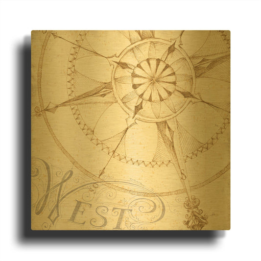'Coast to Coast Sepia IV' By Daphne Brissonnet Gold Metal Wall Art
