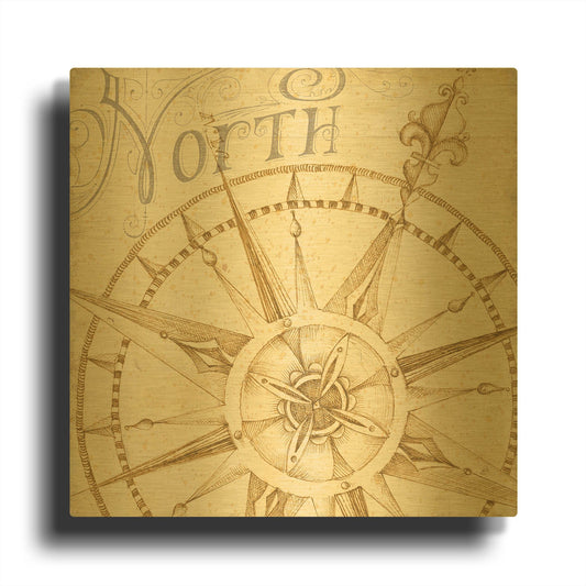 'Coast to Coast Sepia I' By Daphne Brissonnet Gold Metal Wall Art
