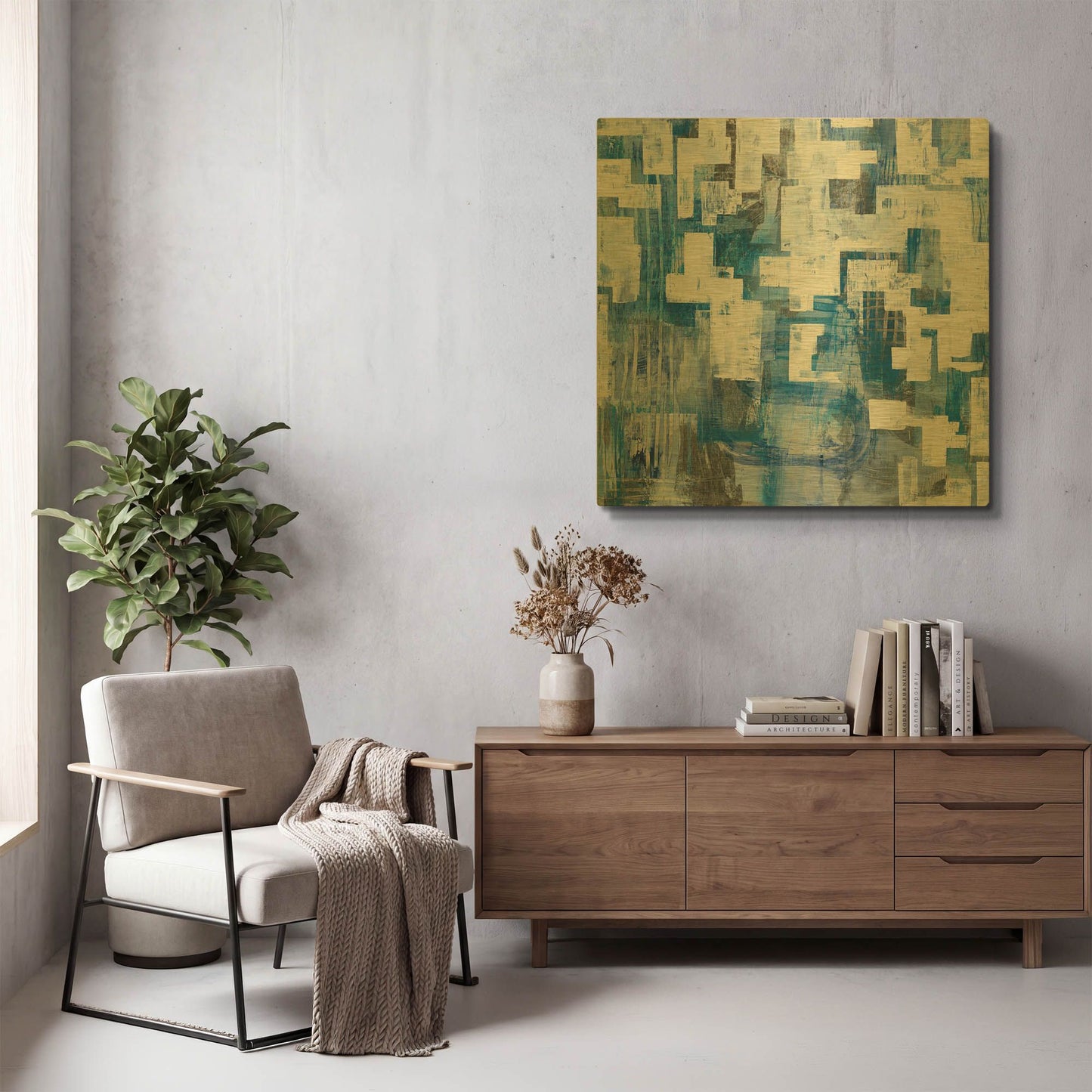 'In Blue A Maze' By Melissa Averinos Gold Metal Wall Art
