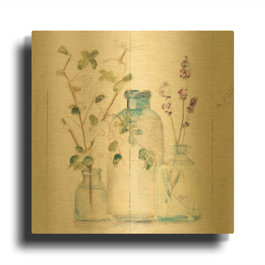 'Blossoms on Birch V' By Cheri Blum Gold Metal Wall Art