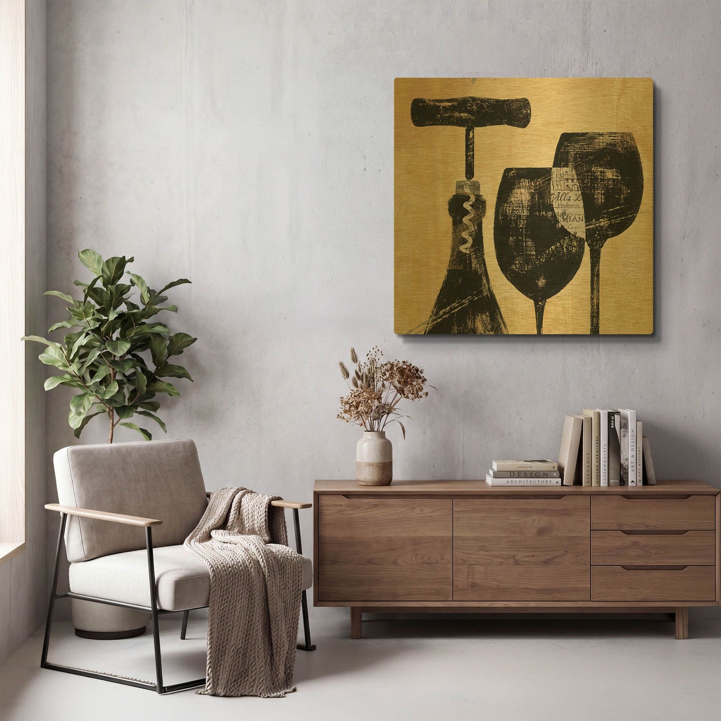 'Wine Selection II' By Daphne Brissonnet Gold Metal Wall Art