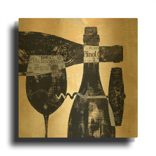 'Wine Selection I' By Daphne Brissonnet Gold Metal Wall Art