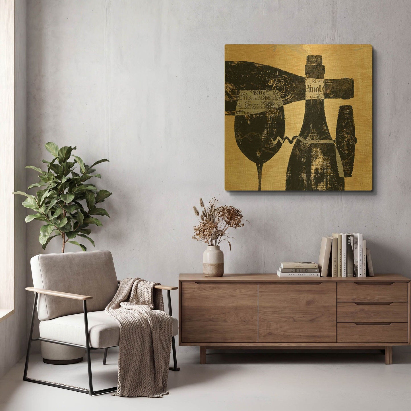 'Wine Selection I' By Daphne Brissonnet Gold Metal Wall Art