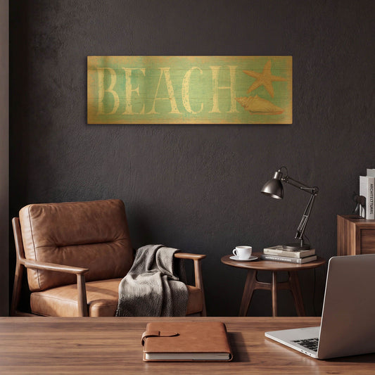 'Pastel Beach' By Daphne Brissonnet Gold Metal Wall Art
