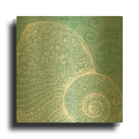 'Aqua Treasure IV' By Daphne Brissonnet Gold Metal Wall Art