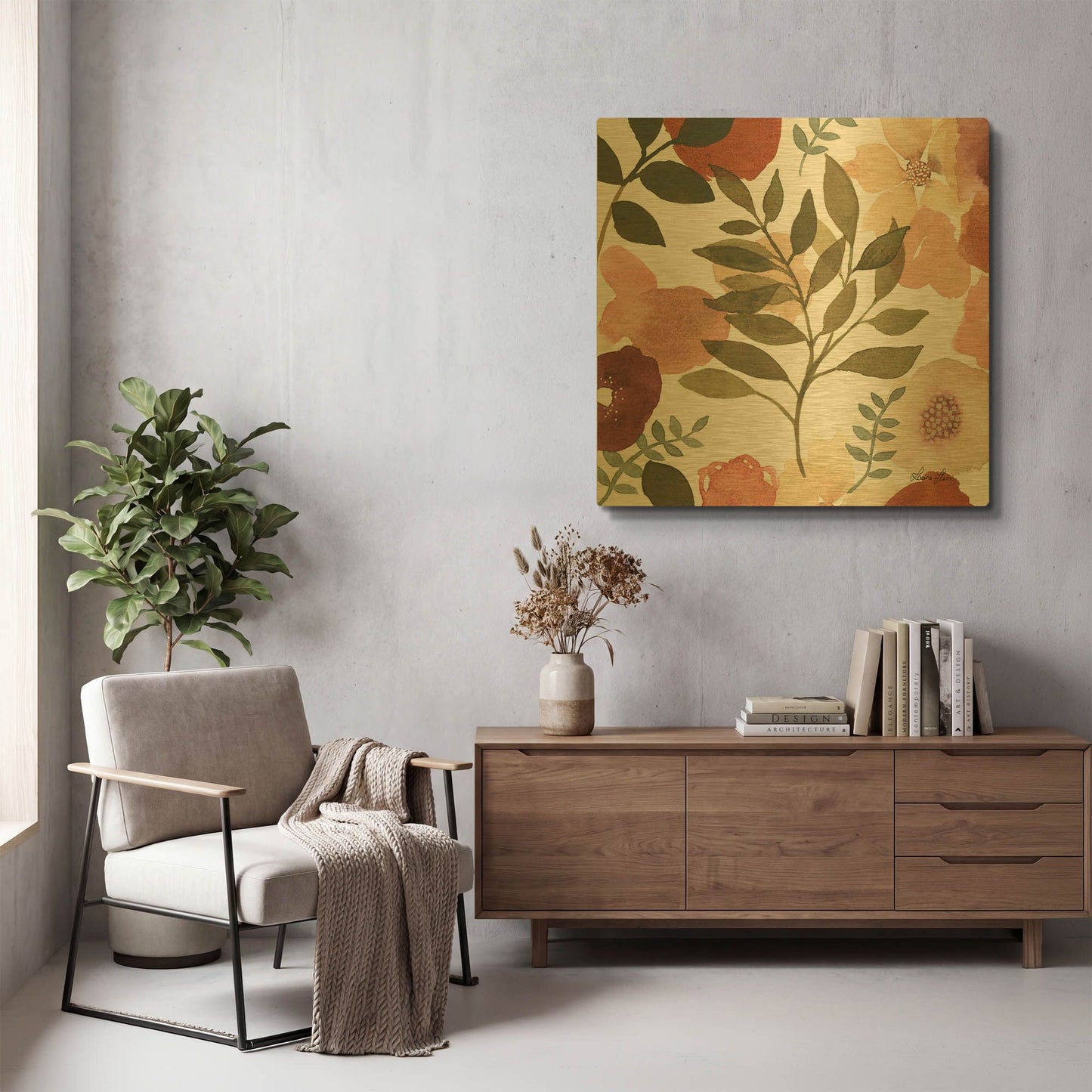 'Garden Dance V' By Laura Horn Gold Metal Wall Art