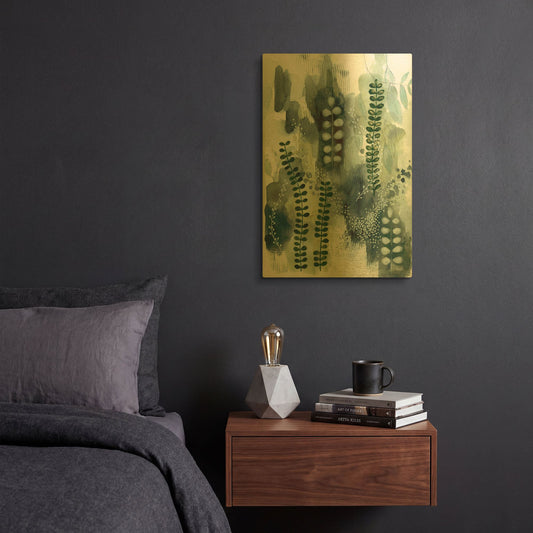 'Wood Land Walk VI' By Laura Horn Gold Metal Wall Art