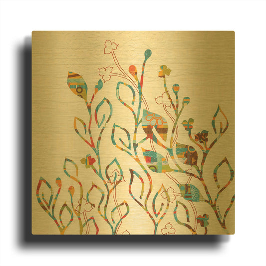 'Rainbow Vines with Flowers Spice' By Kathy Ferguson Gold Metal Wall Art