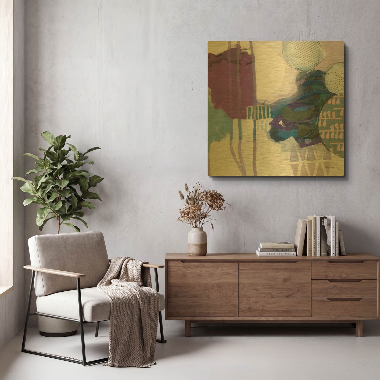 'Abstract Layers IV' By Kathy Ferguson Gold Metal Wall Art