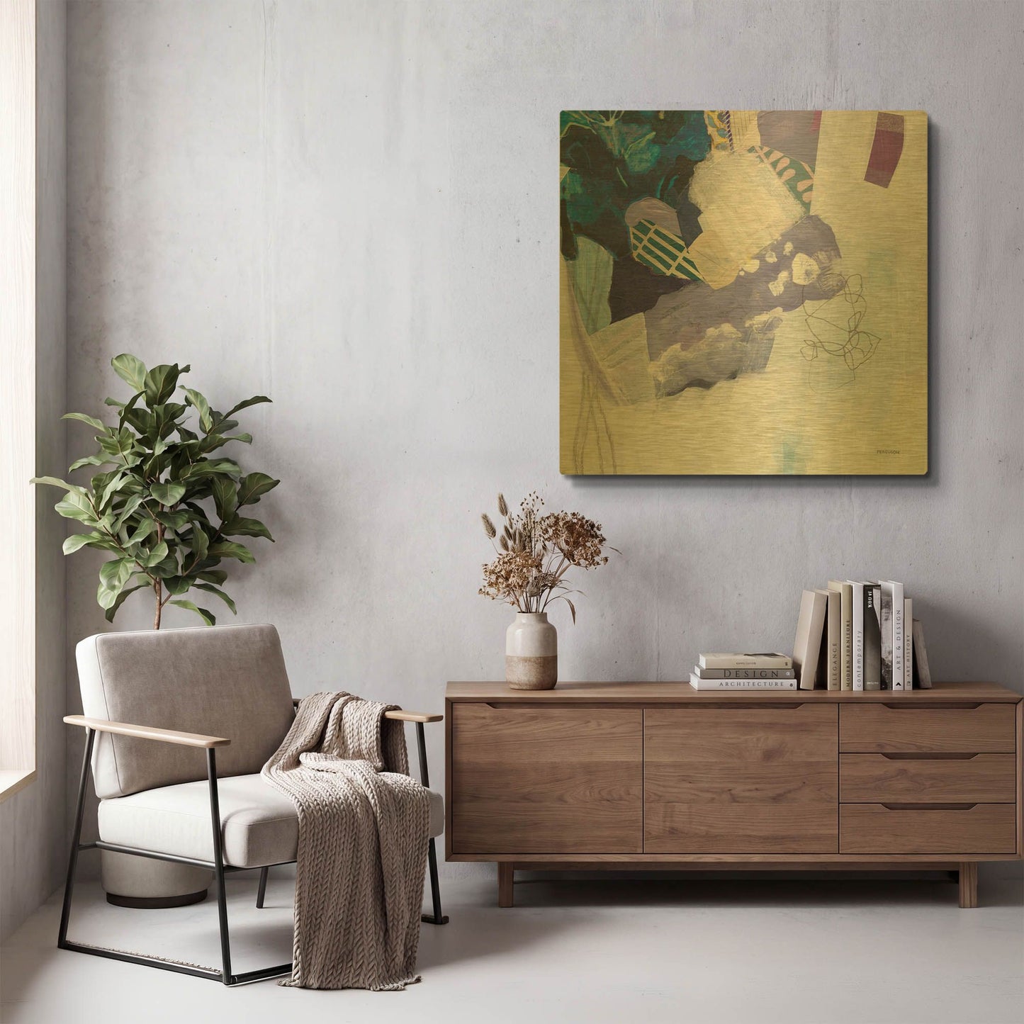 'Abstract Layers II' By Kathy Ferguson Gold Metal Wall Art
