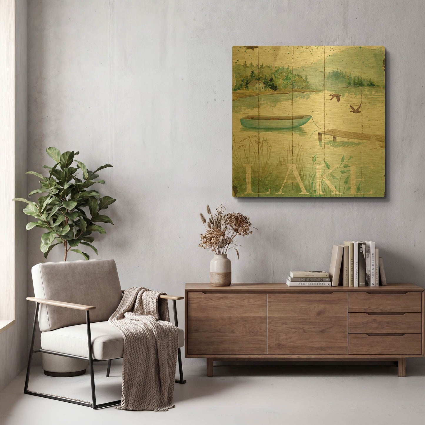 'Lakeside II' By Daphne Brissonnet Gold Metal Wall Art