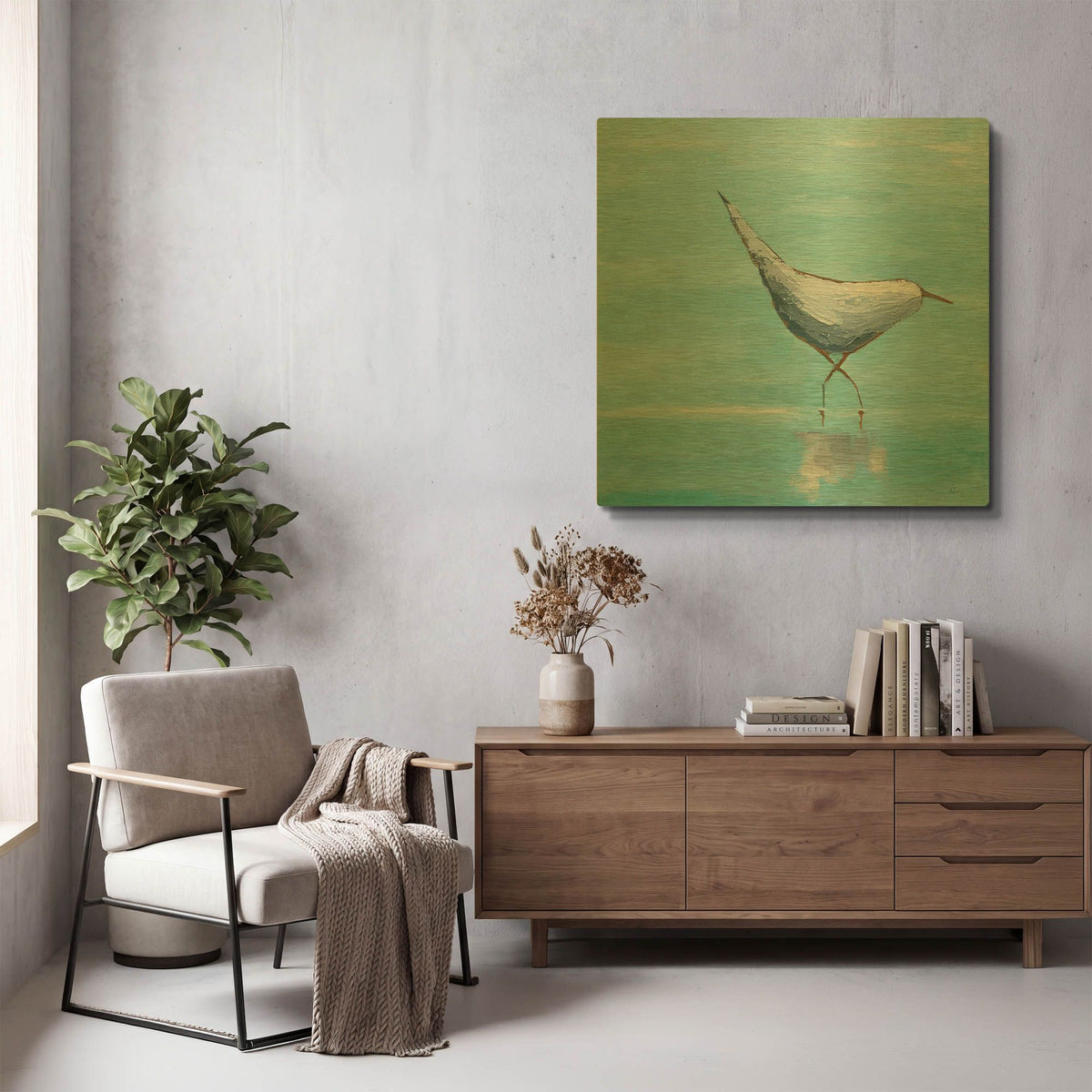 'Egret I' By Phyllis Adams Gold Metal Wall Art