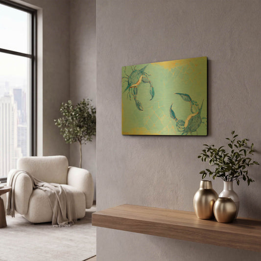 'The Stand Off' By Phyllis Adams Gold Metal Wall Art