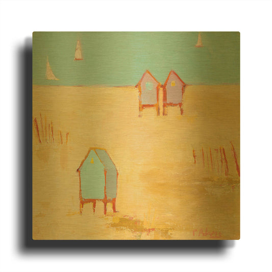 'Cabanas' By Phyllis Adams Gold Metal Wall Art
