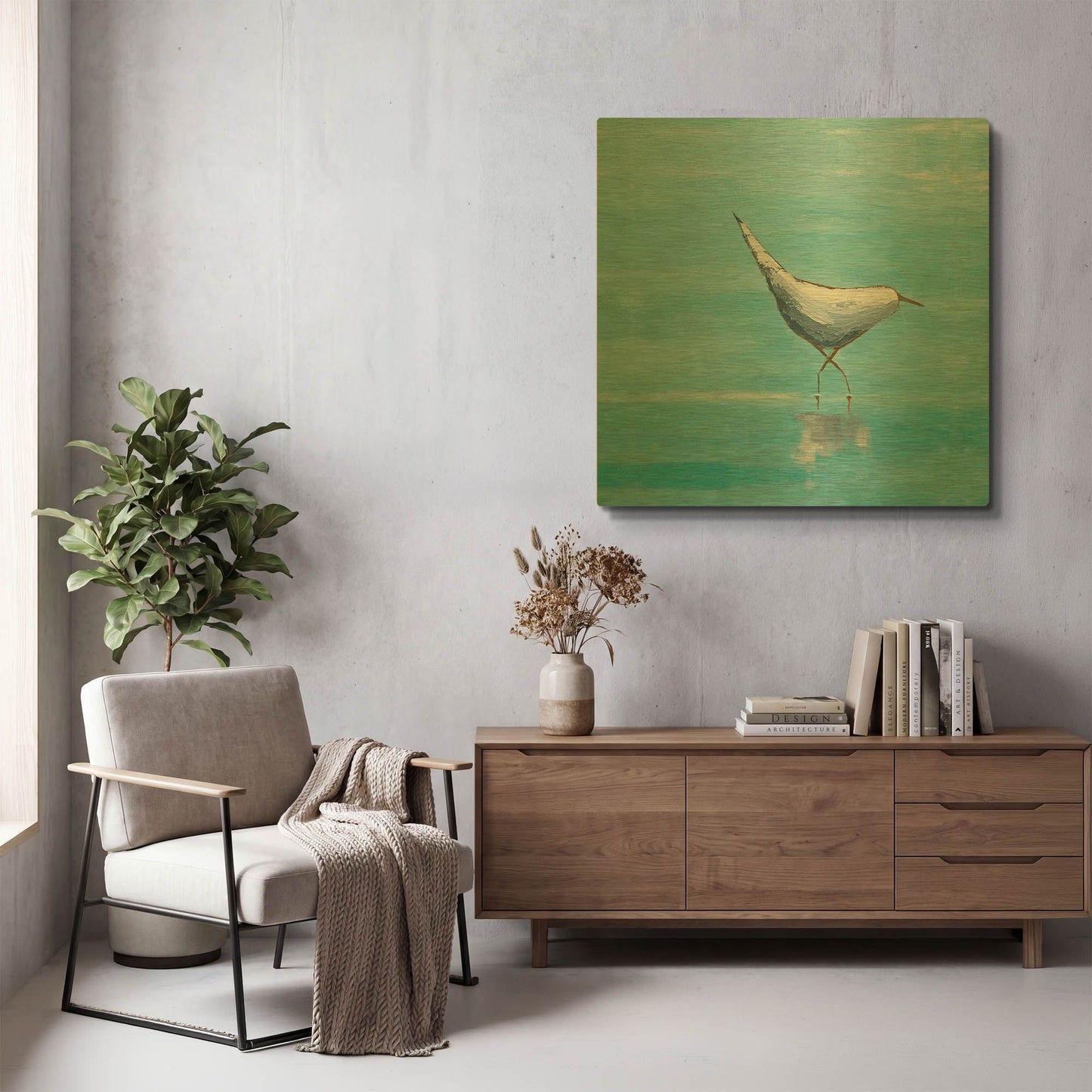 'Egret I Bright' By Phyllis Adams Gold Metal Wall Art