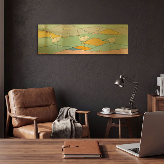 'Marsh Egrets I Pink Sand' By Phyllis Adams Gold Metal Wall Art