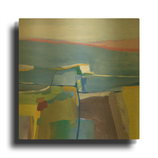 'Hill Side' By Jo Maye Gold Metal Wall Art