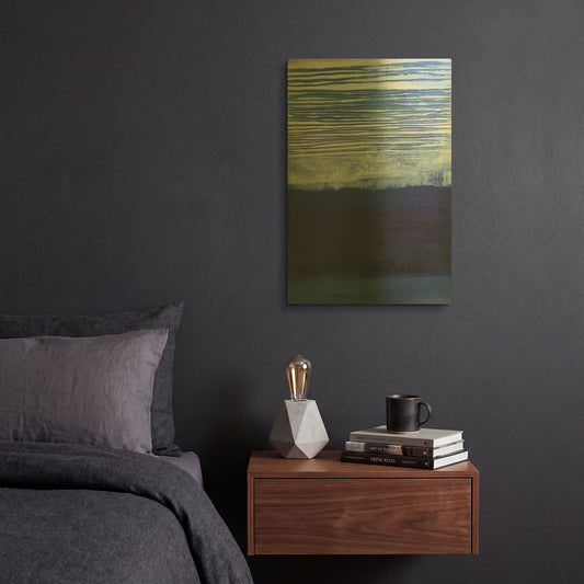 'Blue Haze' By Jo Maye Gold Metal Wall Art