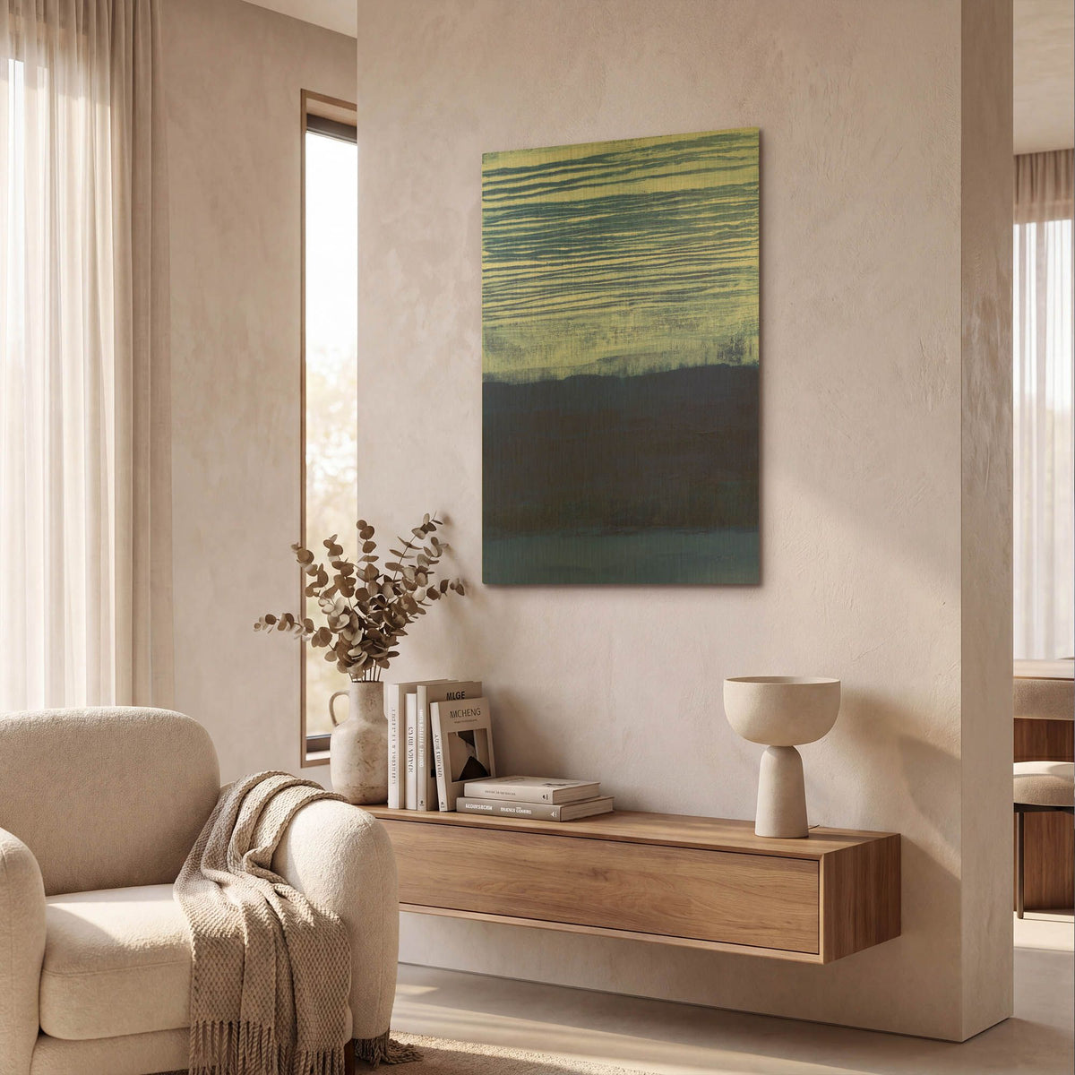 'Blue Haze' By Jo Maye Gold Metal Wall Art