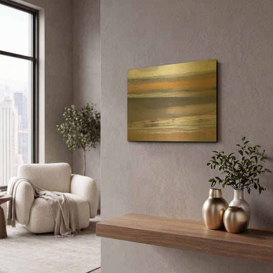 'Misty Morning' By Jo Maye Gold Metal Wall Art