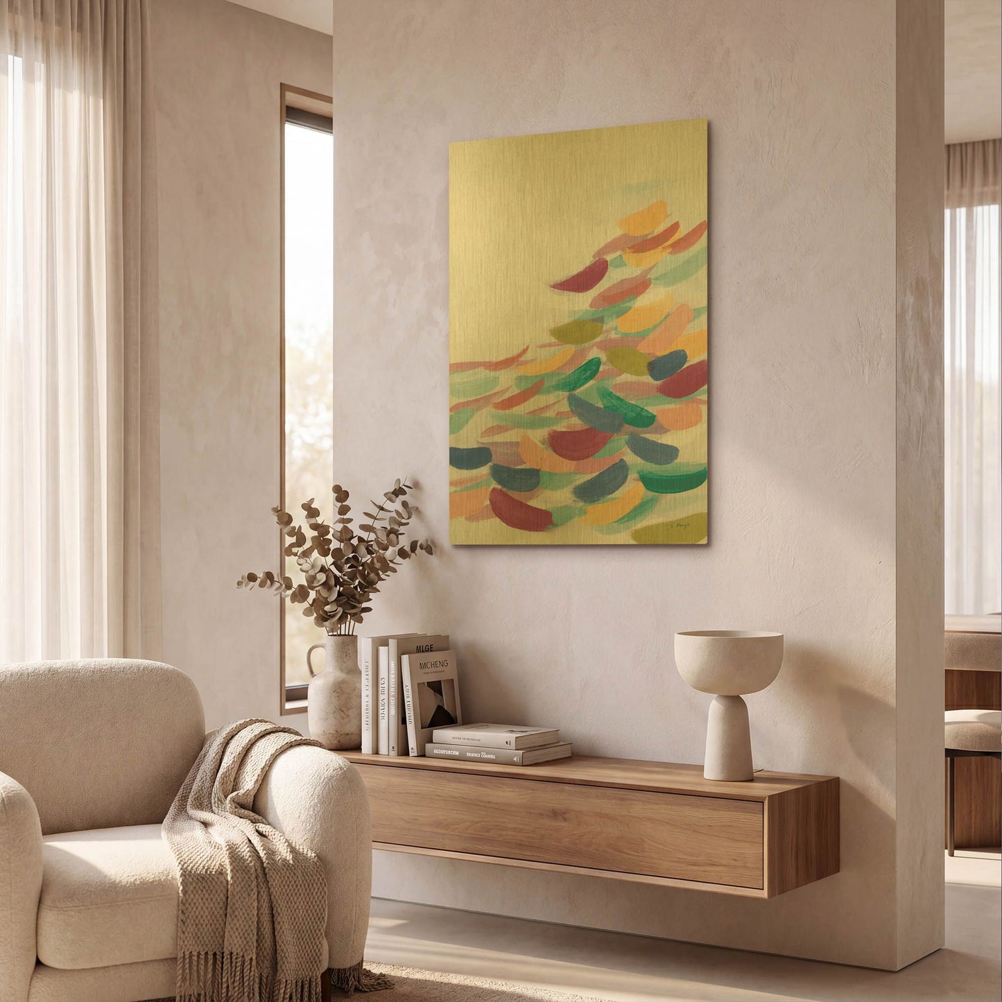 'Drift Pastel' By Jo Maye Gold Metal Wall Art