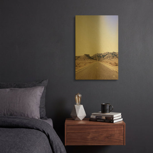 'Dusty Desert Dreams Road' By Nathan Larson Gold Metal Wall Art