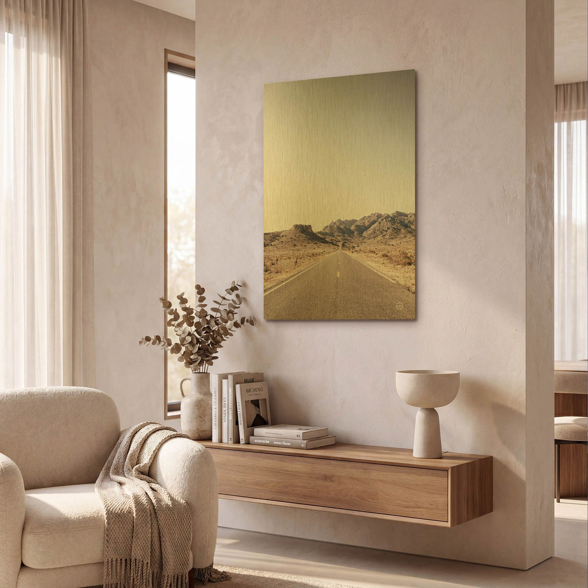 'Dusty Desert Dreams Road' By Nathan Larson Gold Metal Wall Art