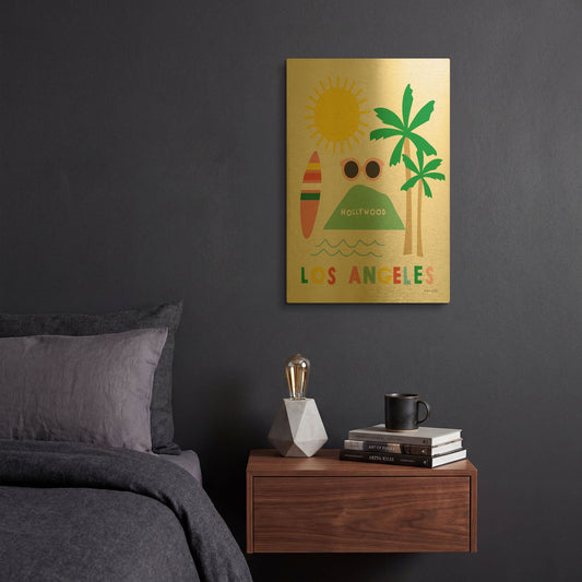'City Fun Los Angeles' By Ann Kelle Gold Metal Wall Art