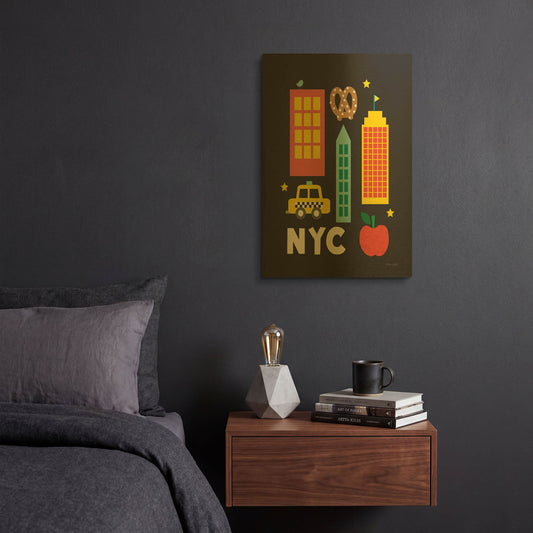 'City Fun NYC' By Ann Kelle Gold Metal Wall Art
