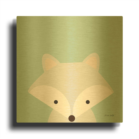 'Cuddly Fox' By Ann Kelle Gold Metal Wall Art