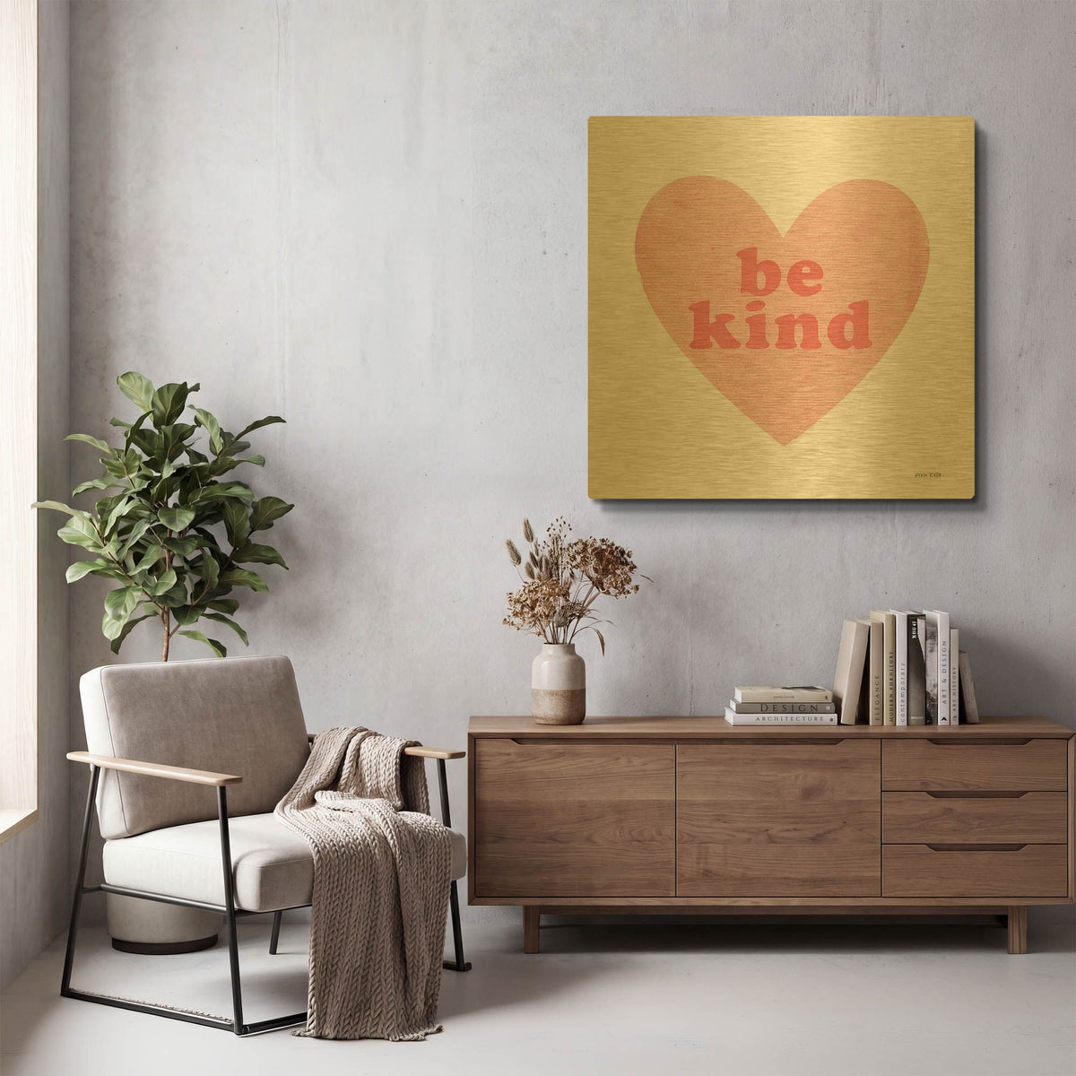 'Be Kind Heart' By Ann Kelle Gold Metal Wall Art