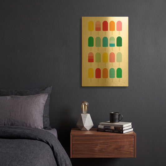 'Popcycle Fun' By Ann Kelle Gold Metal Wall Art