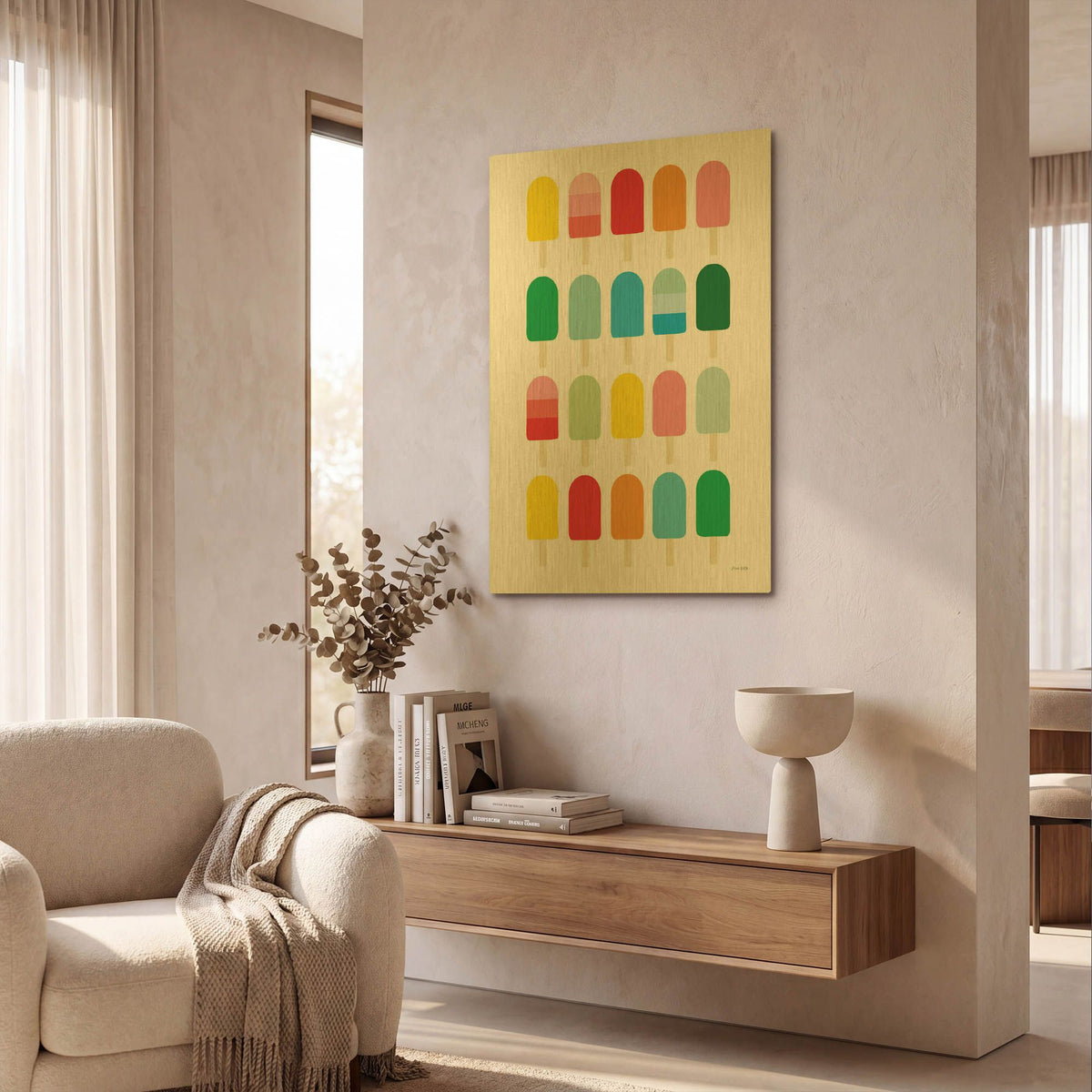 'Popcycle Fun' By Ann Kelle Gold Metal Wall Art
