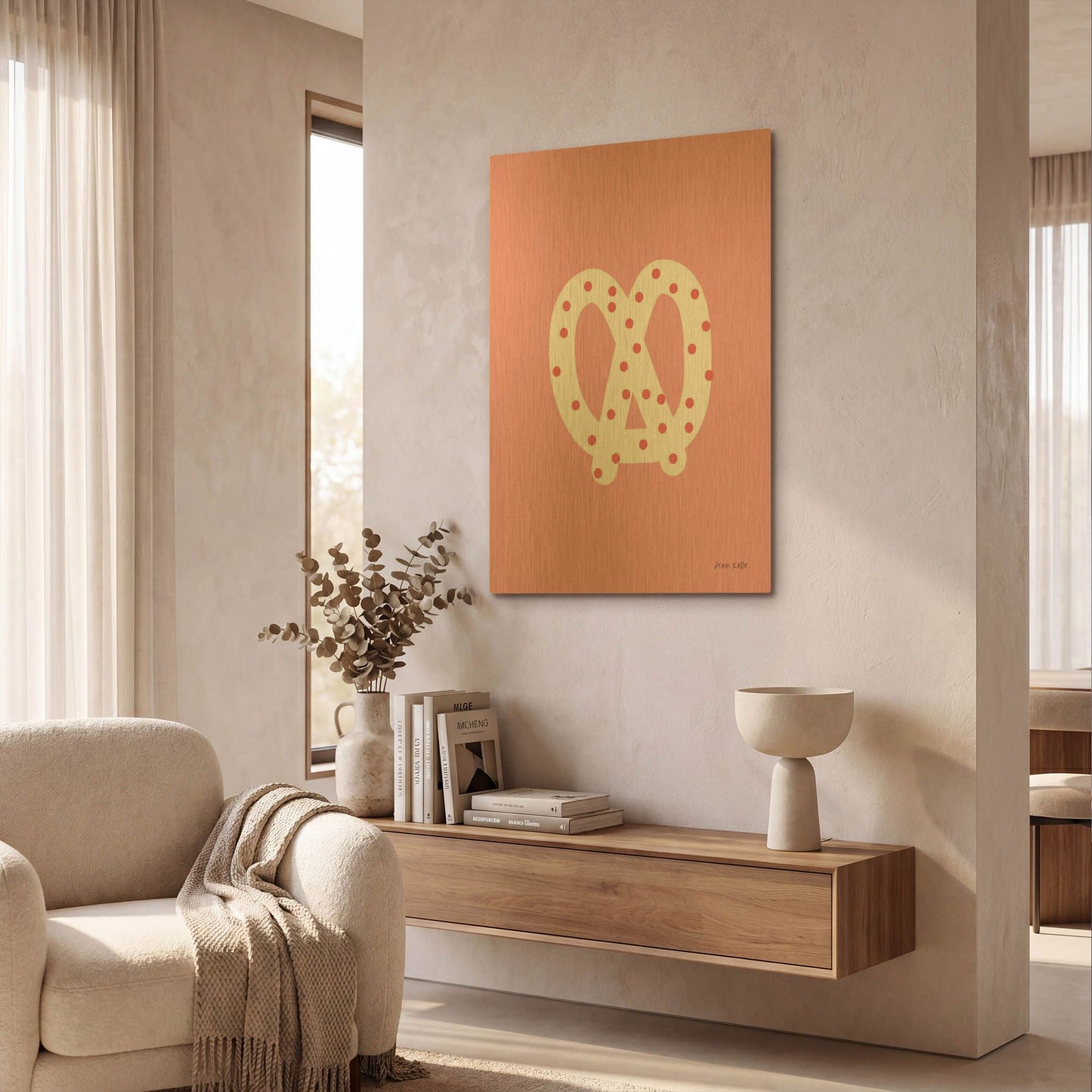 'Pretzel' By Ann Kelle Gold Metal Wall Art