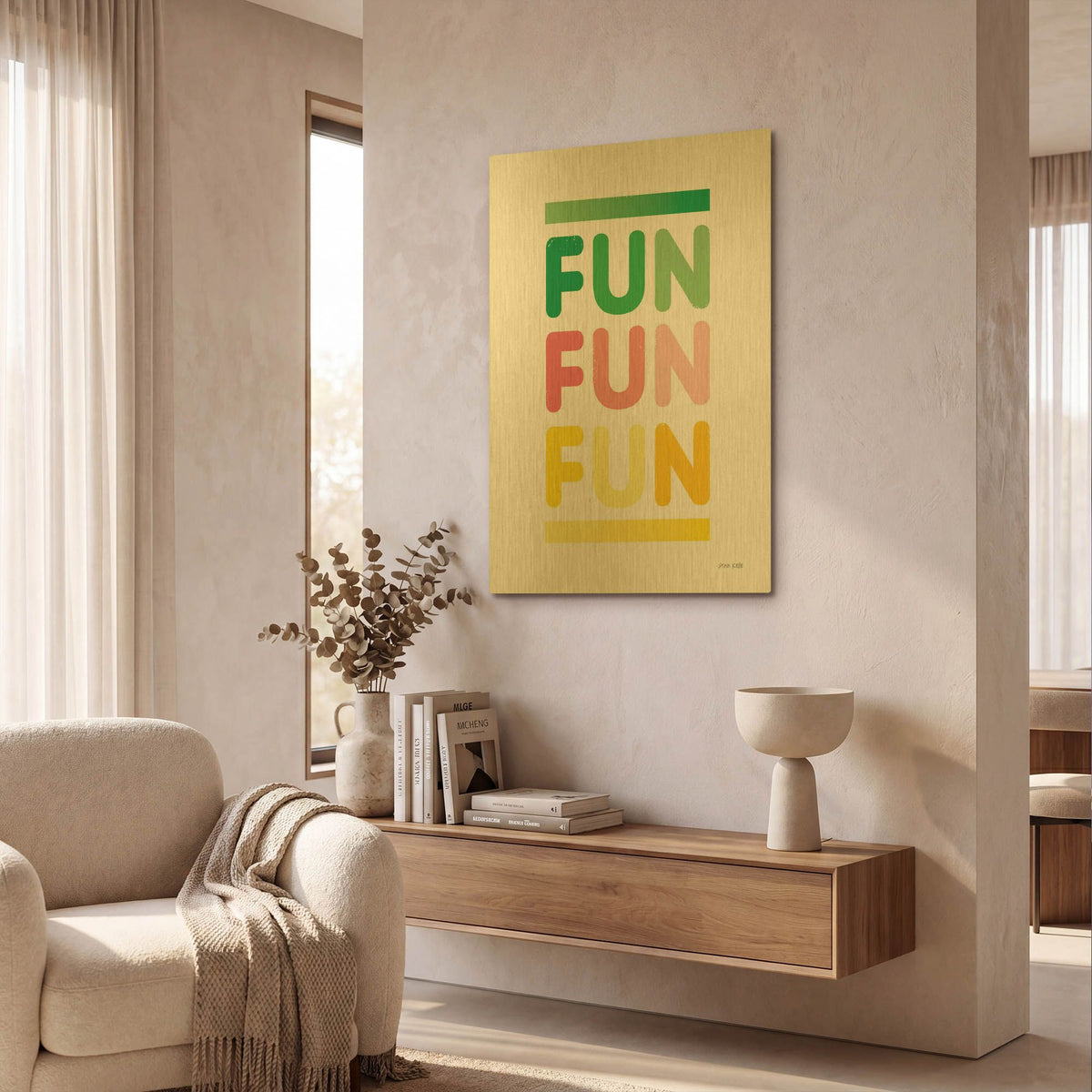 'Fun' By Ann Kelle Gold Metal Wall Art