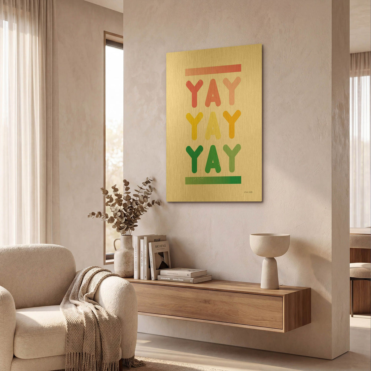 'Yay' By Ann Kelle Gold Metal Wall Art