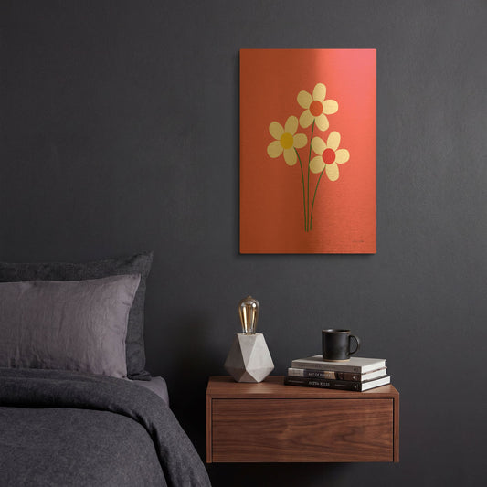'Daisies I' By Ann Kelle Gold Metal Wall Art