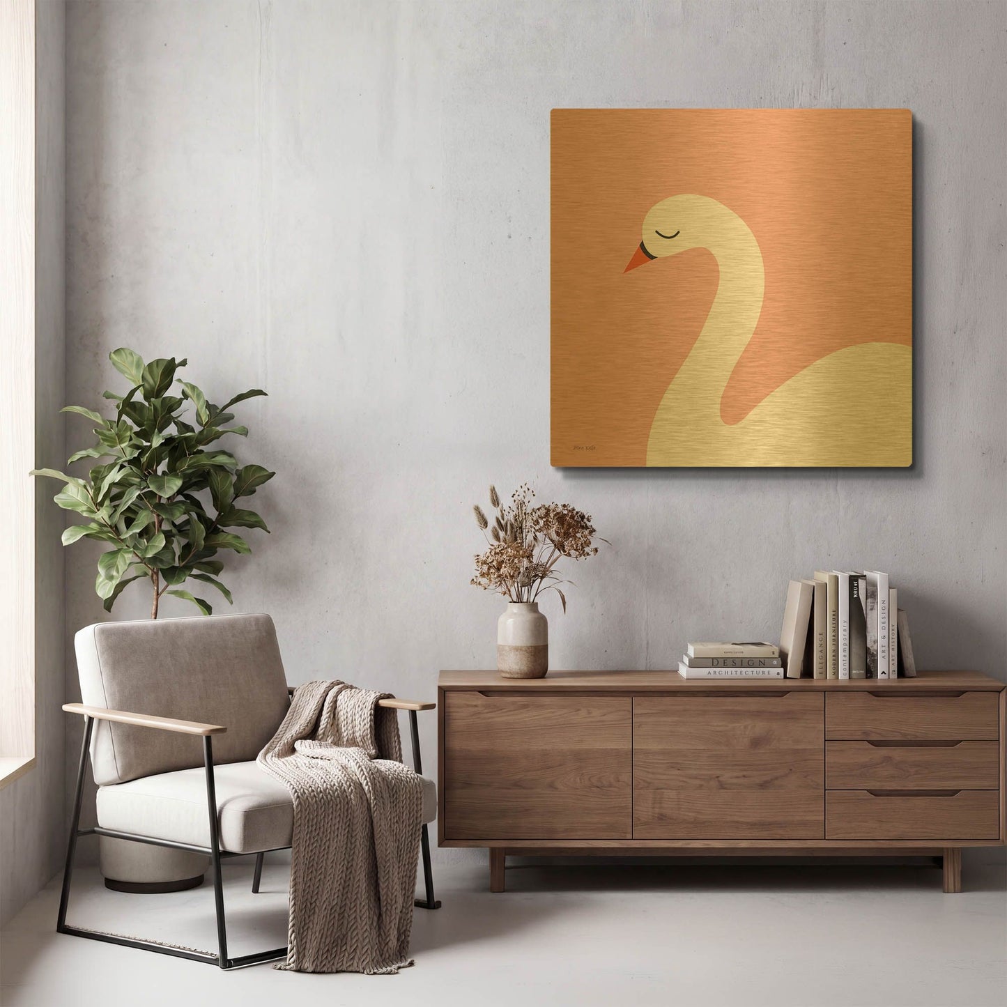 'Swan' By Ann Kelle Gold Metal Wall Art