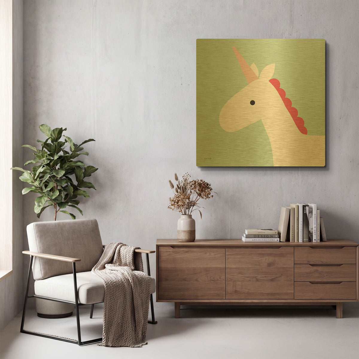 'Unicorn' By Ann Kelle Gold Metal Wall Art