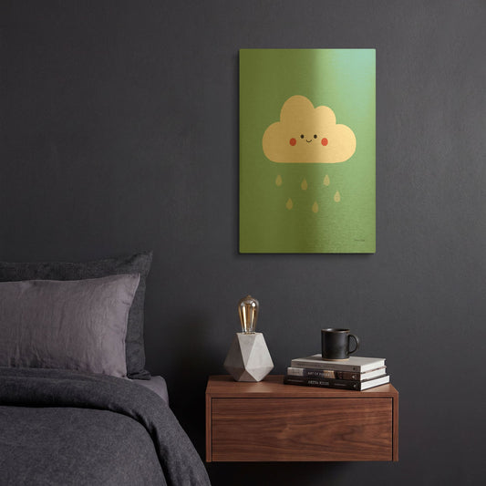 'Happy Cloud II' By Ann Kelle Gold Metal Wall Art
