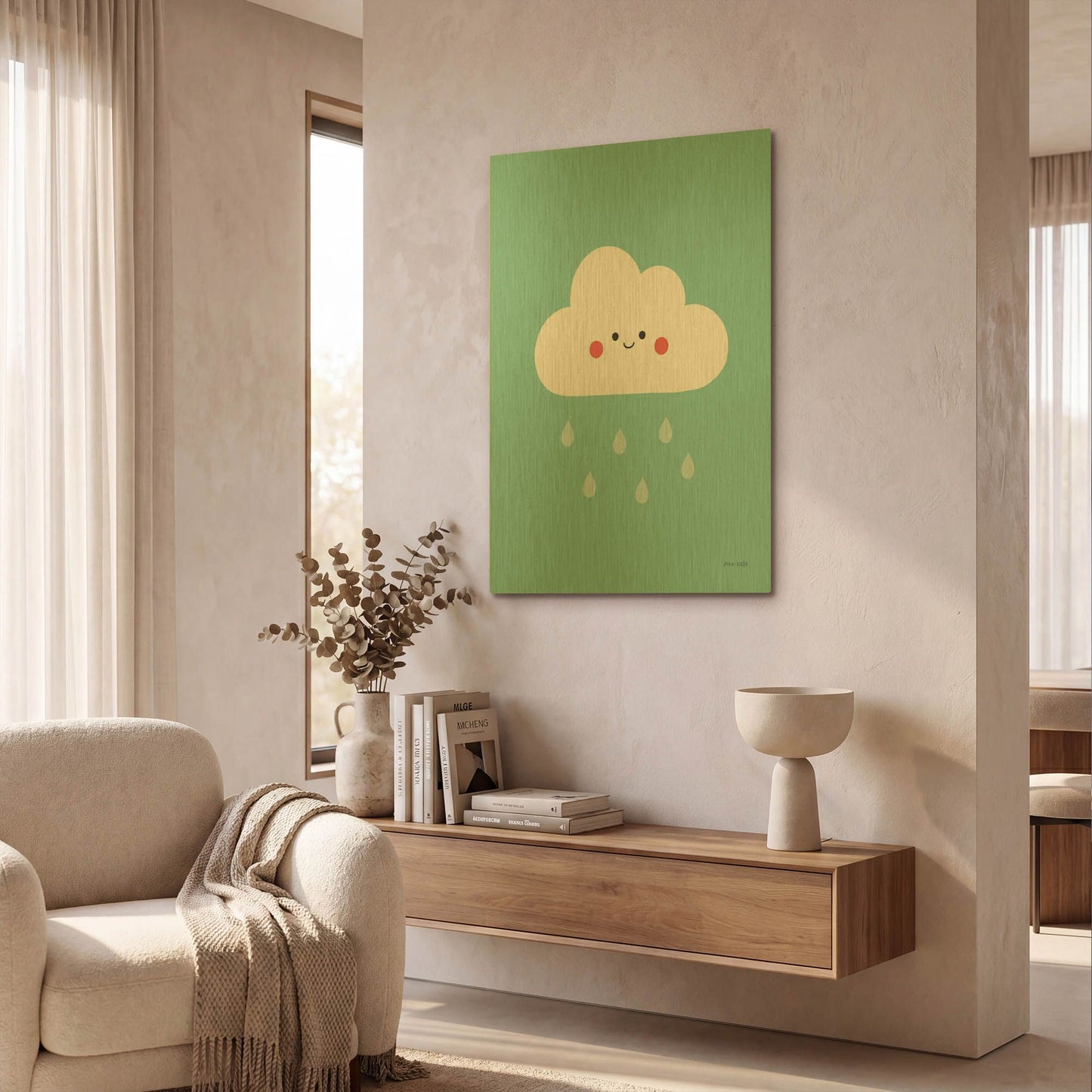 'Happy Cloud II' By Ann Kelle Gold Metal Wall Art