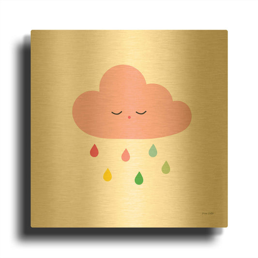 'Sleepy Cloud II' By Ann Kelle Gold Metal Wall Art