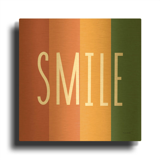 'Smile Rainbow Retro' By Ann Kelle Gold Metal Wall Art