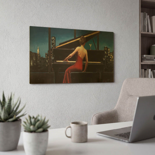 'Lady in Red' By Marco Fabiano Gold Metal Wall Art