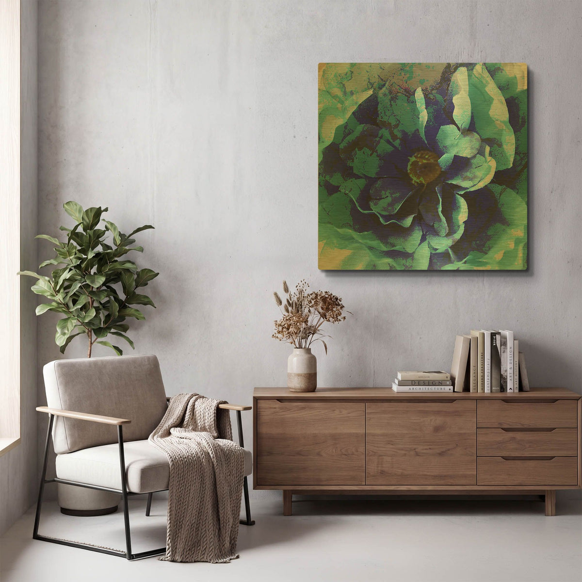 'Blue Flower' By Shandra Smith Gold Metal Wall Art