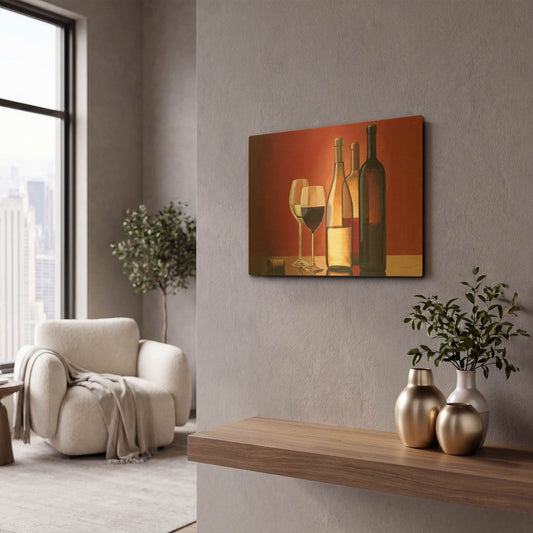 'Wine Trio' By Marco Fabiano Gold Metal Wall Art