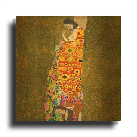 'Hope II' By Gustav Klimt Gold Metal Wall Art