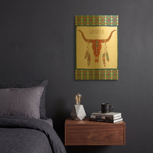 'Southwest at Heart I FLAG' By Veronique Charron Gold Metal Wall Art